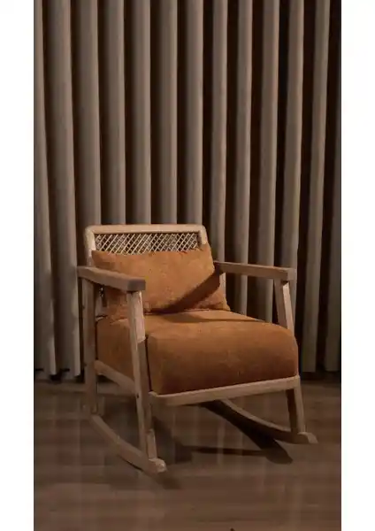 Aberteka Dante Doğal Ahşap Açık Ceviz Sallanır Berjer: Modern ve Konforlu Tasarım