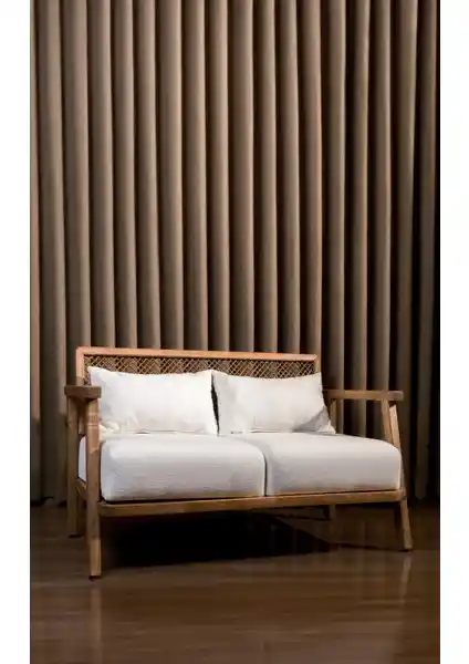 Aberteka Merlin Hazeranlı Açık Ceviz Ahşap Teddy Beyaz Kumaş Ikili Kanepe Özellikleri ve Tasarımı