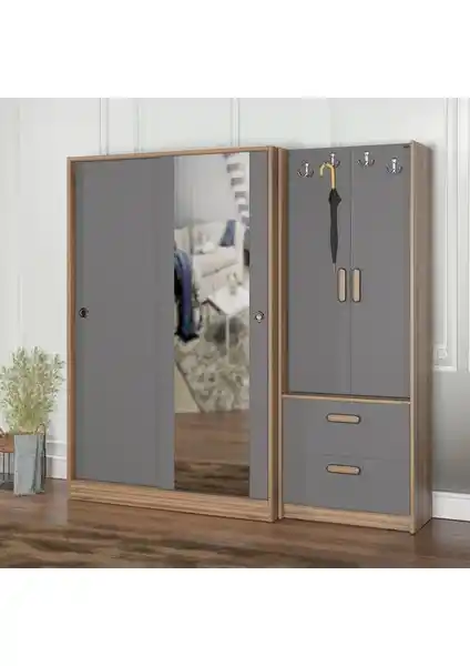 Abre VM-300348 Antrasit Vestiyer Portmanto Modern ve Fonksiyonel Depolama Çözümü