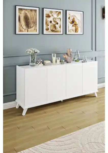 Aeka AE-2056 Akel Beyaz Modern Çok Yönlü Konsol, Dayanıklı ve Şık Tasarım