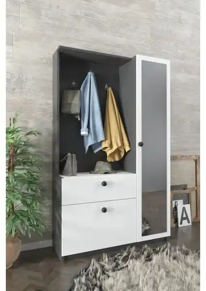 Aeka AE-3042 Reina Aynalı Vestiyer ve Ayakkabılık Modern ve Dayanıklı Tasarımıyla