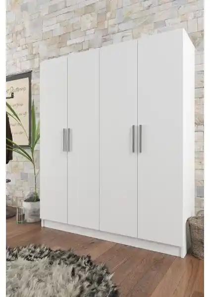 Aeka Milano Beyaz 4 Kapaklı Gardırop Modern Şıklık ve Fonksiyonellik Sunar