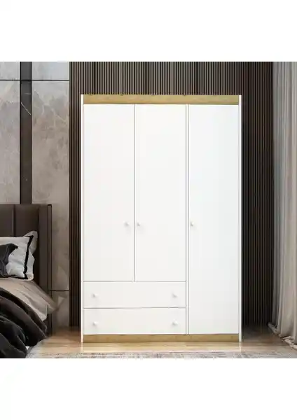 Afilli Pera 3 Kapaklı ve 2 Çekmeceli MDF Gardrop: Dayanıklı ve Şık Depolama Çözümü