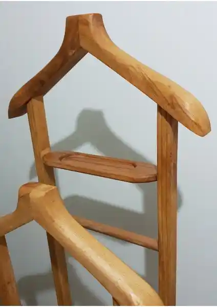 Ahşap Keyfi Çift Tepeli Ahşap Dilsiz Uşak Askılık Doğal ve Şık Dekoratif Parça