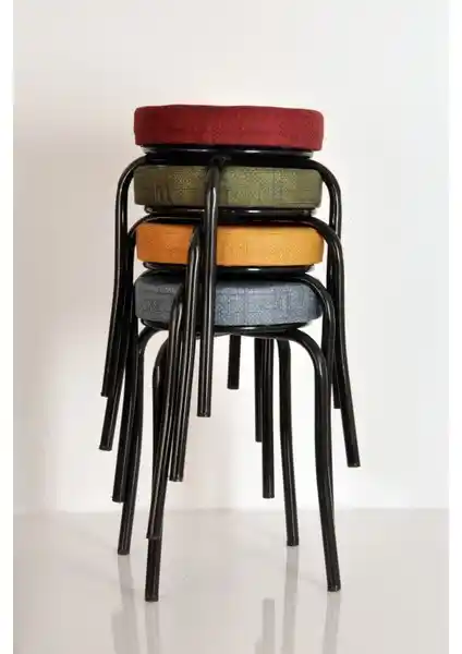 Akk Ticaret Renkli Desenli Kumaşlı Siyah Profil Demir Mutfak Taburesi Özellikleri