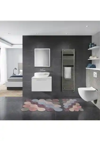 Alanur Florya Özel Kesim Banyo Paspası ve Klozet Takımı Seti Modern ve Hijyenik Tasarım