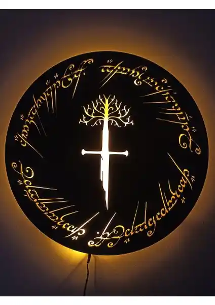 Alda Yüzüklerin Efendisi Narsil LED Işıklı Duvar Tablosu Dekoratif ve Modern Tasarım