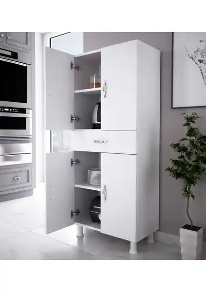 Alesta Life 4 Kapaklı Çekmeceli Dolap Beyaz Modern Depolama Mobilyası