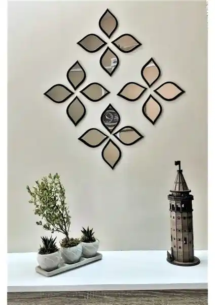 ALMITAL 16 Adet Su Damlası Dekoratif Ayna Seti Modern ve Şık İç Mekan Dekorasyonu İçin