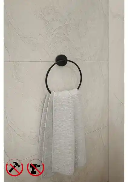 Alper Banyo Lotus Siyah Yuvarlak Havlu Askısı Modern ve Dayanıklı Banyo Aksesuarı