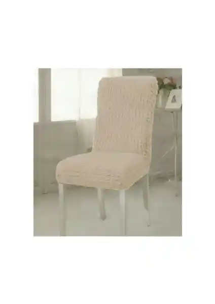 Altın Kelebek Likralı Bürümcük Bej Sandalye Kılıfı Yüksek Kalite ve Şıklık Sunar