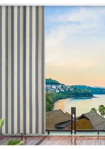 Altın Pamuk Balkon Perdesi Gri ve Krem Renk Seçenekleriyle Estetik ve İşlevsel Kullanım