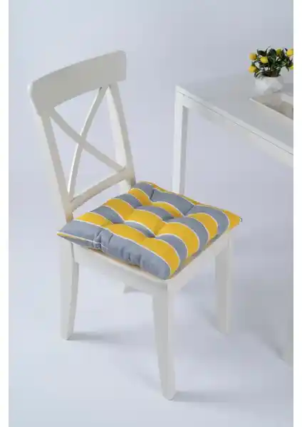 Altınpamuk Beta Sarı Gri Pofidik Sandalye Minderi Şık ve Konfor Sunan Modern Tasarım