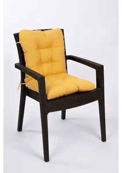 Altınpamuk Neva Sarı Pofidik Arkalıklı Sandalye Minderi: Şık ve Dayanıklı Oturma Dekorasyonu