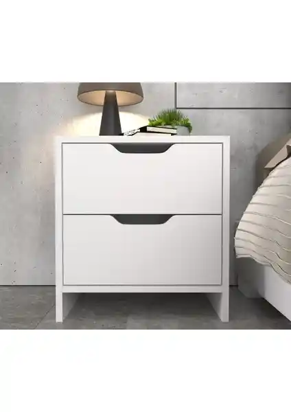 Ankara Mobilya Efes Beyaz Çekmeceli Komodin Modern ve Dayanıklı Tasarım