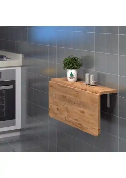 Ankara Orman Ürünleri 90x60 cm Çam MDF Oval Köşeli Açılır Kapanır Duvara Monte Masa