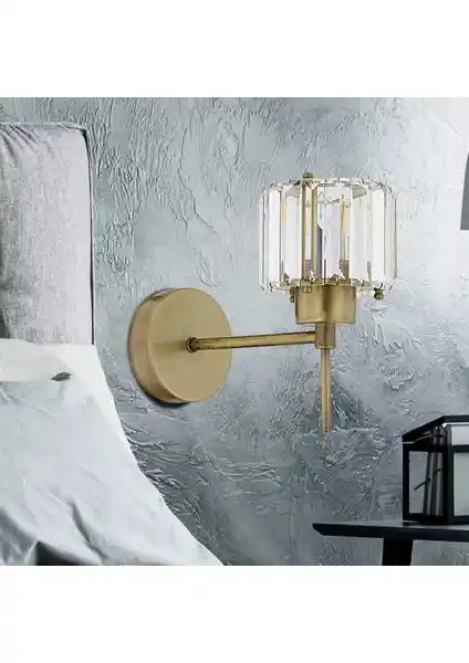 Apliqa Sadem Eskitme Kristal Taşlı Duvar Lambası Modern ve Vintage Dekorasyon İçin Uygun