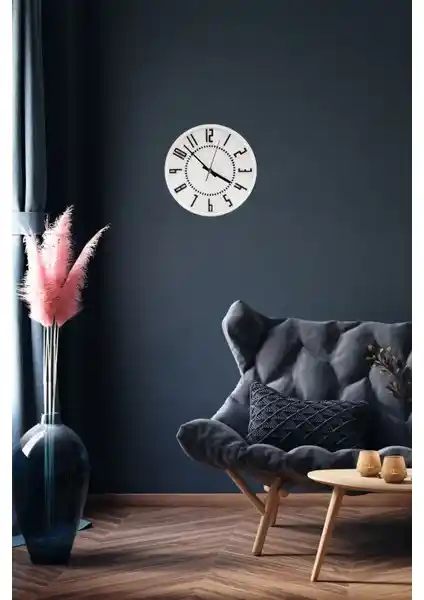 Apricity Dekoratif Renkli Daire Beton Duvar Saati 26 cm Beyaz Modern Tasarım