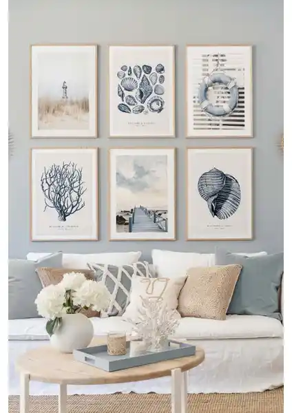 Artavessa 6 Parça MDF Tablo Seti Modern ve Minimalist Duvar Dekorasyonu İçin Uygun