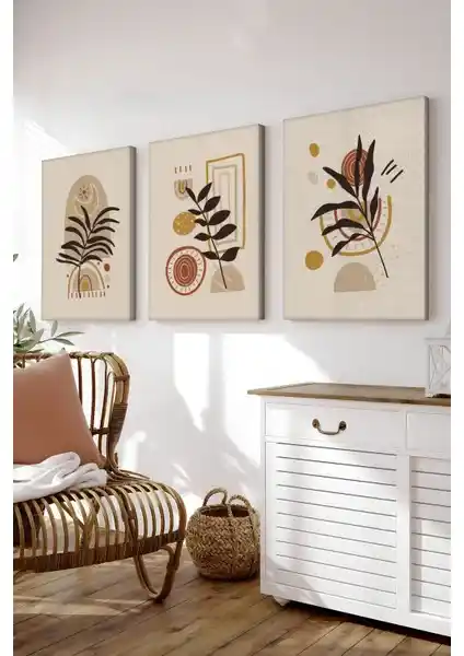 Artavessa Dekoratif 3 Parça Kanvas Tablo Seti Modern ve Şık Ev Ofis Dekorasyonu İçin