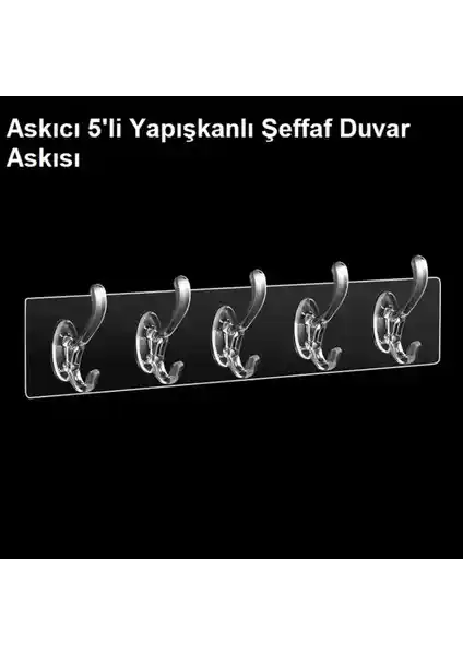 Askıcı Şeffaf Güçlü Kendinden Yapışkanlı Kapı ve Duvar Askısı - Modern Ev ve Ofis Düzeni İçin Pratik Çözüm