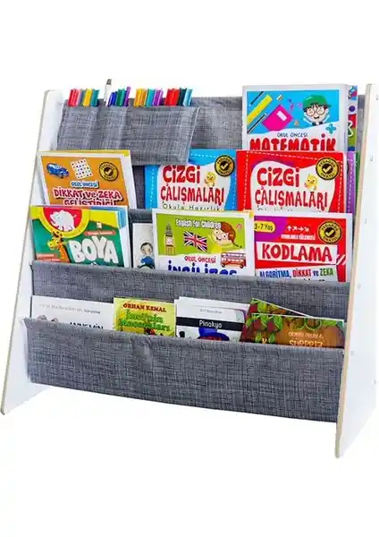 Ata Home Montessori Çocuk Odası Ahşap Kitaplık: Güvenli ve Pratik Depolama Çözümü