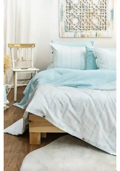 Ataklı Tekstil Boyalı Doğal Çift Kişilik Nevresim Seti Yatak Odası Şıklığı ve Konforu