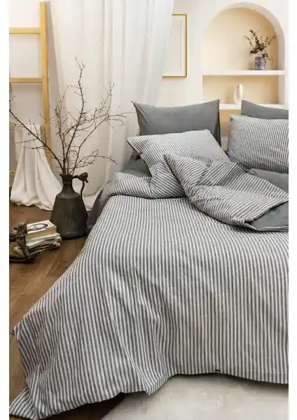 Ataklı Tekstil Doğal Çift Kişilik Nevresim Seti Modern ve Şık Tasarım