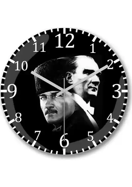 Atatürk Temalı Klasik Duvar Saati 30 cm Yuvarlak Tasarımıyla Şıklık ve Fonksiyon Bir Arada