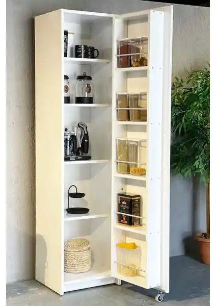 AVM Park Tek Kapaklı Beyaz Erzak Dolabı: Modern ve Pratik Mutfak Depolama Çözümü