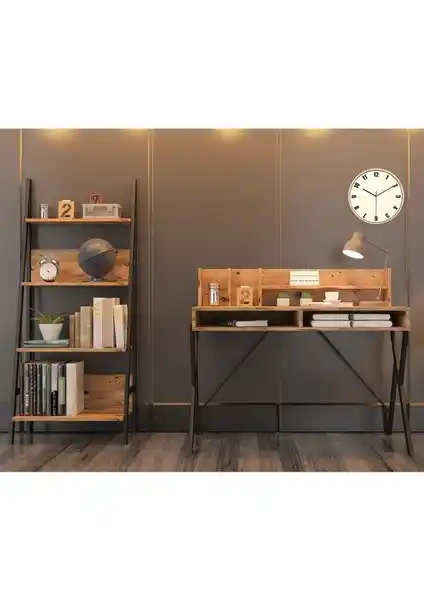 AVM Park Yanke Atlantik Çam Çalışma Masası ve Kitaplık Modern Ofis Mobilyası