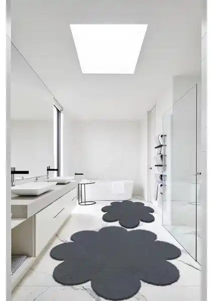 Balat Halı 2'li Koyu Gri Banyo Paspası Modern Tasarım ve Dayanıklılık Sunar