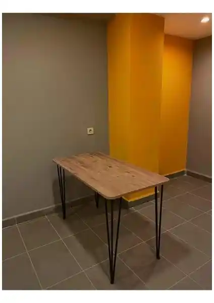 Bambeds Mobilya 60×120 cm Metal Ayaklı Ceviz Renkli Mutfak Masası Modern Tasarım