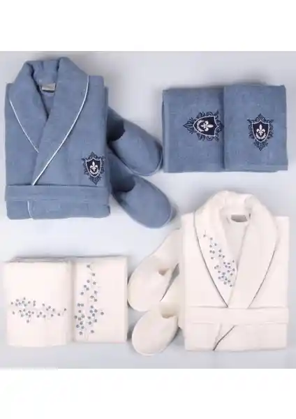 Baveno %100 Pamuk 8 Parça Havlu ve Bornoz Aile Çeyiz Seti Yüksek Kalite ve Konfor İçin