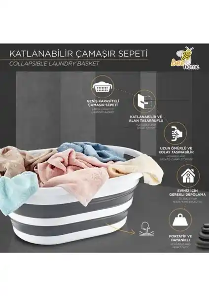 Bee Home Katlanabilir Silikon Çamaşır Sepeti: Modern Tasarım ve Kullanışlılık Bir Arada