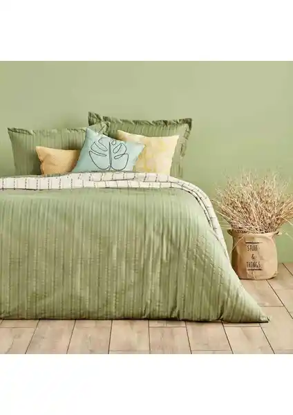 Bella Maison %100 Pamuk Arno Haki Çift Kişilik Nevresim Seti Yatak Odası Dekorasyonu İçin