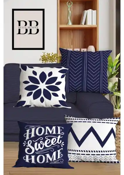 Belle Benoit Çift Taraflı Dijital Baskılı 4'lü Koltuk Yastık Kılıfı Seti İle Evinize Şıklık Katın
