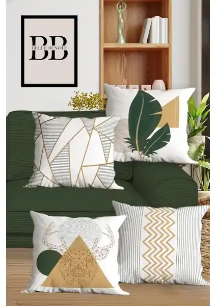 Belle Benoit Çift Taraflı Dijital Baskılı 4'lü Yastık Kılıfı Seti Dekoratif ve Kullanışlı Tasarım