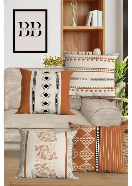 Belle Benoit Çift Taraflı Dijital Baskılı 4'lü Yastık Kılıfı Seti ile Dekorasyonunuzu Yenileyin