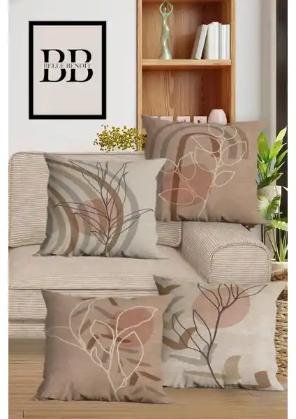 Belle Benoit Çift Taraflı Dijital Baskılı Dekoratif Yastık Kılıfı Seti 4'lü