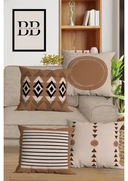 Belle Benoit Çift Taraflı Dijital Baskılı Kırlent Kılıfı Seti Modern ve Şık Tasarım