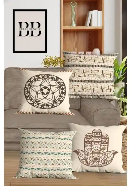 Belle Benoit Çift Taraflı Dijital Baskılı Yastık Kılıfı Seti Modern ve Şık Ev Dekorasyonu İçin