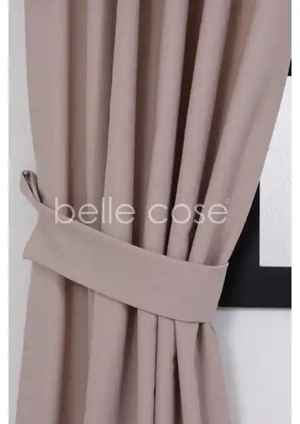 Belle Cose Keten Görünümlü Bohem Tarz Fon Perde Pembe Modern ve Şık Tasarım