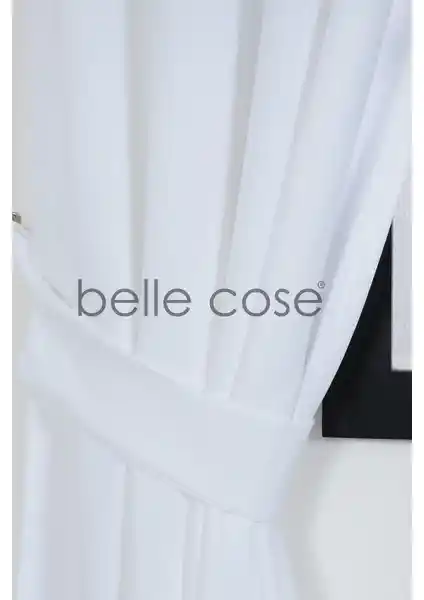 Belle Cose Keten Görünümlü Fon Perde Beyaz Modern ve Rustik Dekorasyonlara Uyum Sağlar