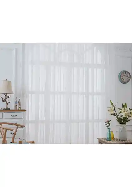 Belle Cose Kırık Beyaz Düz Tül Perde Kullanıma Hazır, Şık ve Dayanıklı Tasarım