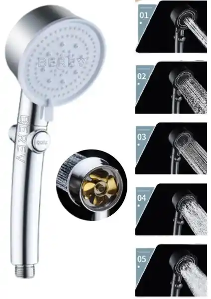 Berev Krom Pervaneli 6 Fonksiyonlu Aç Kapa Turbo Duş Başlığı Modern Banyolar İçin Yenilikçi Çözüm