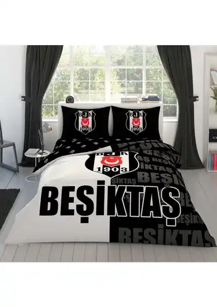 Beşiktaş Lisanslı Parçalı Logo Çift Kişilik Nevresim Takımı - Yüksek Kalite ve Taraftar Tutkusu