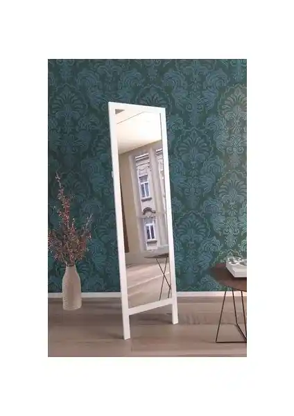 Beyaz Doğal Ahşap Ayaklı Boy Aynası: Modern ve Şık Dekorasyon İçin Uygun Seçenek