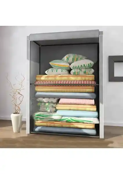 Beyaz Pazar Bez Dolap Yorgan Hurcu Metal Profilli Dayanıklı ve Pratik Depolama Çözümü