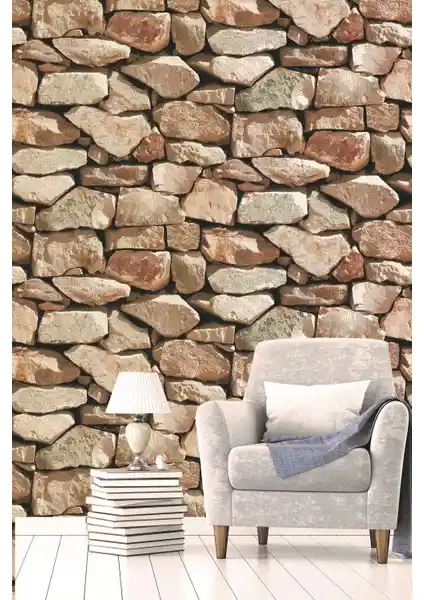 BienHome 5327 Taş Desenli 3D Duvar Kağıdı Modern İç Mekan Dekorasyonu İçin Uygun